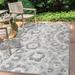 Lucena Modern Medallion High-Low Light Gray/Ivory 8 ft. x 10 ft. Indoor/Outdoor Area Rug