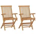 vidaXL Patio Chairs Outdoor Bistro Folding Chair with Armrest Solid Wood Teak