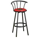 The Furniture King Bar Stool 29 Tall Black Metal Finish with an Outdoor Adventure Themed Decal (Fishing Green - Red)