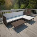 ametoys 3 Piece Patio Set with Cushions Poly Rattan Brown