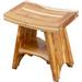 HomeRoots Furniture Compact Curvilinear Teak Shower Outdoor Bench with Shelf Natural Brown - Natural Wood - 19 x 12 x 18 in.