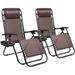 Vineego Zero Gravity Chair Camp Reclining Lounge Chairs Outdoor Lounge Patio Chair with Adjustable Pillow 2 Pack (Brown)