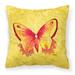 Carolines Treasures 8857PW1818 Butterfly on Yellow Canvas Fabric Decorative Pillow 18H x18W multicolor