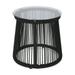 Noble House Moonstone Modern Outdoor Cast Iron Rope Weave Side Table in Black