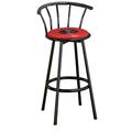 The Furniture King Bar Stool Black Metal with an Outdoor Adventure Themed Decal (Fishing Black - Red)