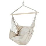 ZENY Hammock Hanging Rope Chair Porch Swing Seat Patio Camping Portable - Beige