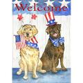 Toland Home Garden Patriotic Pups Dog Patriotic Flag Double Sided 12x18 Inch