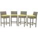 Contemporary Modern Urban Designer Outdoor Patio Balcony Garden Furniture Bar Side Stool Chair Set of Four Fabric Rattan Wicker Green