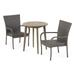 GDF Studio Abel Outdoor Acacia Wood and Wicker 3 Piece Bistro Set Gray