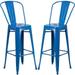 A Line Furniture Industrial Blue Bistro Style Metal Barstool 4 Stools