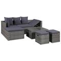 Lixada 4 Piece Garden Set with Cushions Poly Rattan Gray