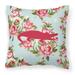 Carolines Treasures Alligator Shabby Chic Blue Roses Decorative Outdoor Pillow