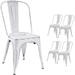 VINEEGO Metal Dining Chair Indoor-Outdoor Use Stackable Classic Trattoria Chair Fashion Dining Metal Side Chairs for Bistro Cafe Restaurant Set of 4 (DIstressed White)