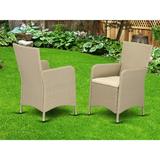 East West Furniture HLUC153V Outdoor Dining Chair - Resin Wicker - Set of 2 - Cushioned - Cream/Beige