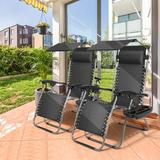UBesGoo 2 Packs Zero Gravity Recliner Lounge Chair w/ Cup Holder Outdoor Folding Chair 2 Chairs