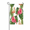 ABPHQTO Summer Tropical Flamingo Flowers Leaves Home Outdoor Garden Flag House Banner Size 12x18 Inch