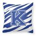 Carolines Treasures CJ1034-KPW1414 Letter K Initial Tiger Stripe Blue and White Fabric Decorative Pillow 14Hx14W