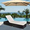 Outdoor Chaise Lounge Patio Wicker Chaise Lounge with Removable Cushion PE Rattan Lounge Chair with 5-Position Adjustable Back Cushioned Chaise Lounge Patio Furniture Set for Poolside 1PC Q17573