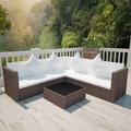 Andoer 4 Piece Garden Set with Cushions Poly Rattan Brown