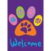 Toland Home Garden Welcome Paws- Purple Double Sided House Flag