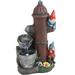 Sunnydaze Fire Hydrant Gnomes Outdoor Water Fountain with LED Light - 16