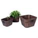 Leisure Season Barrel Style Square Wood Planters in Medium Brown (Set of 3)