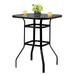 31.5 Patio Table Square Steel Frame Outdoor Dining Table Outside Bar for Patio Porch Garden 31.5 Tempered Glass Table Top Small Outdoor Table JA2116