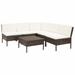 Anself 6 Piece Outdoor Conversation Set White Cushioned Corner with 4 Center Sofas and Coffee Table Brown Poly Rattan Patio Sectional Set for Garden Backyard Balcony Terrace Furniture