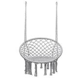 Gymax Hammock Chair Hanging Cotton Rope Macrame Swing Chair Indoor Outdoor Gray