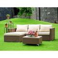 ACL3S02A 3Pc Brown Wicker Outdoor-Furniture Sectional Sofa Set Includes a Patio Table and Linen Fabric Cushion Medium