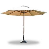 Large 11 Feet Round Wooden Sunbrella Fabric in Any Color Outdoor Market Umbrella with Pulley System - choose any Sunbrella Fabric #WMAXUMb