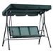 Mcombo Outdoor Patio Canopy Swing Chair 3-Person Steel Frame Textilence Seats Swing Glider 4507 (Green)