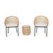Ayden Outdoor Wicker 3 Piece Chat Set with Side Table Light Brown Beige and Black