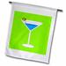 3dRose Bright Blue Martini in Glass with Olive - Green Background - Garden Flag 18 by 27-inch