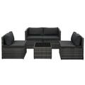 vidaXL Patio Furniture Set 5 Piece Patio Sectional Sofa with Table Poly Rattan