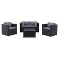 CorLiving Patio Sofa Sectional Set 5pc - Black with Gray Fabric Cushions