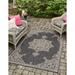 Unique Loom Antique Indoor/Outdoor Traditional Rug Charcoal Gray/Natural 4 1 x 6 1 Rectangle Medallion Traditional Perfect For Patio Deck Garage Entryway