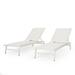 Wilsey Outdoor Aluminum and Outdoor Mesh Chaise Lounge Set of 2 White