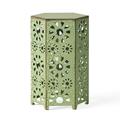 GDF Studio Elliot Outdoor 14 Hexagon Iron Side Table Crackle Green