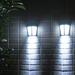 EEEkit 2pcs Solar Wall Lights Waterproof LED Outdoor Lights for Fence Deck Step Stair Yard Garden Patio Pathway White