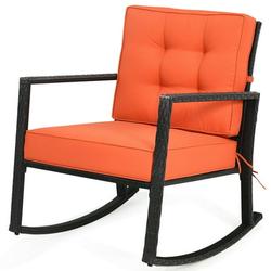Patiojoy Outdoor Wicker Rocking Chair Glider Patio Rattan Rocker Chair