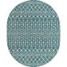 Unique Loom Tribal Trellis Indoor/Outdoor Trellis Rug Teal/Ivory 7 10 x 10 Oval Geometric Tribal Perfect For Patio Deck Garage Entryway