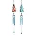 Red and Blue Lighthouses Wind Chimes Set of 2 Metal and Glass