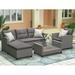 Outdoor Deck Furniture 4 Piece Outdoor Conversation Set with Loveseat Sofa Lounge Chair Wicker Chair Coffee Table All-Weather Patio Sectional Sofa Set with Cushion for Backyard Garden Pool L4970