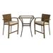 COSCO 3 Piece High Top Bistro Amber Woven Wicker with Tan Cushions