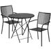 Flash Furniture Commercial Grade 30" Round Black Indoor-Outdoor Steel Folding Patio Table Set with 2 Square Back Chairs [CO-30RDF-02CHR2-BK-GG]