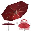 Sunrise Outdoor Patio 9 Battery Operated 80 LED Lighted Umbrella with Crank Tilt (Burgundy)