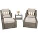 SUNCROWN 5-Piece Outdoor Patio Conversation Set Wicker Furniture Sofa Set for 2 with Table and Ottomans Neutral Beige