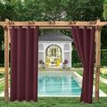 (2 Panel) Upgraded Outdoor Curtain Garden Patio Gazebo Sunscreen Blackout Curtains Thermal Insulated White Curtains with Grommet | Waterproof& Windproof&UV-protection& Mildew Resistant Red 54*84in