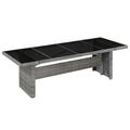 Carevas Patio Table 94.5 x35.4 x29.1 Poly Rattan and Glass